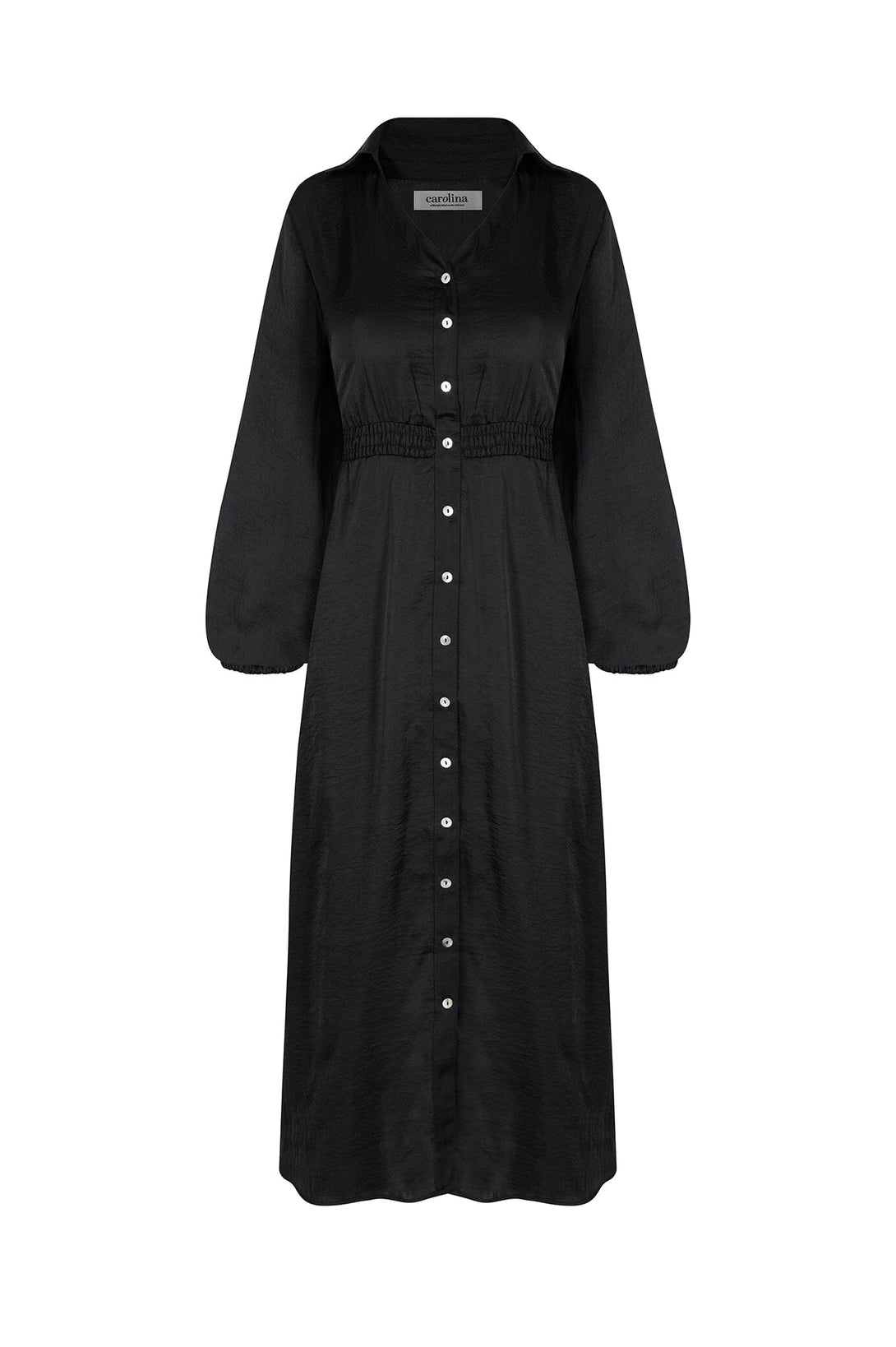 Georgina Long Sleeve Dress Black with Collar Dresses | Long Sleeve