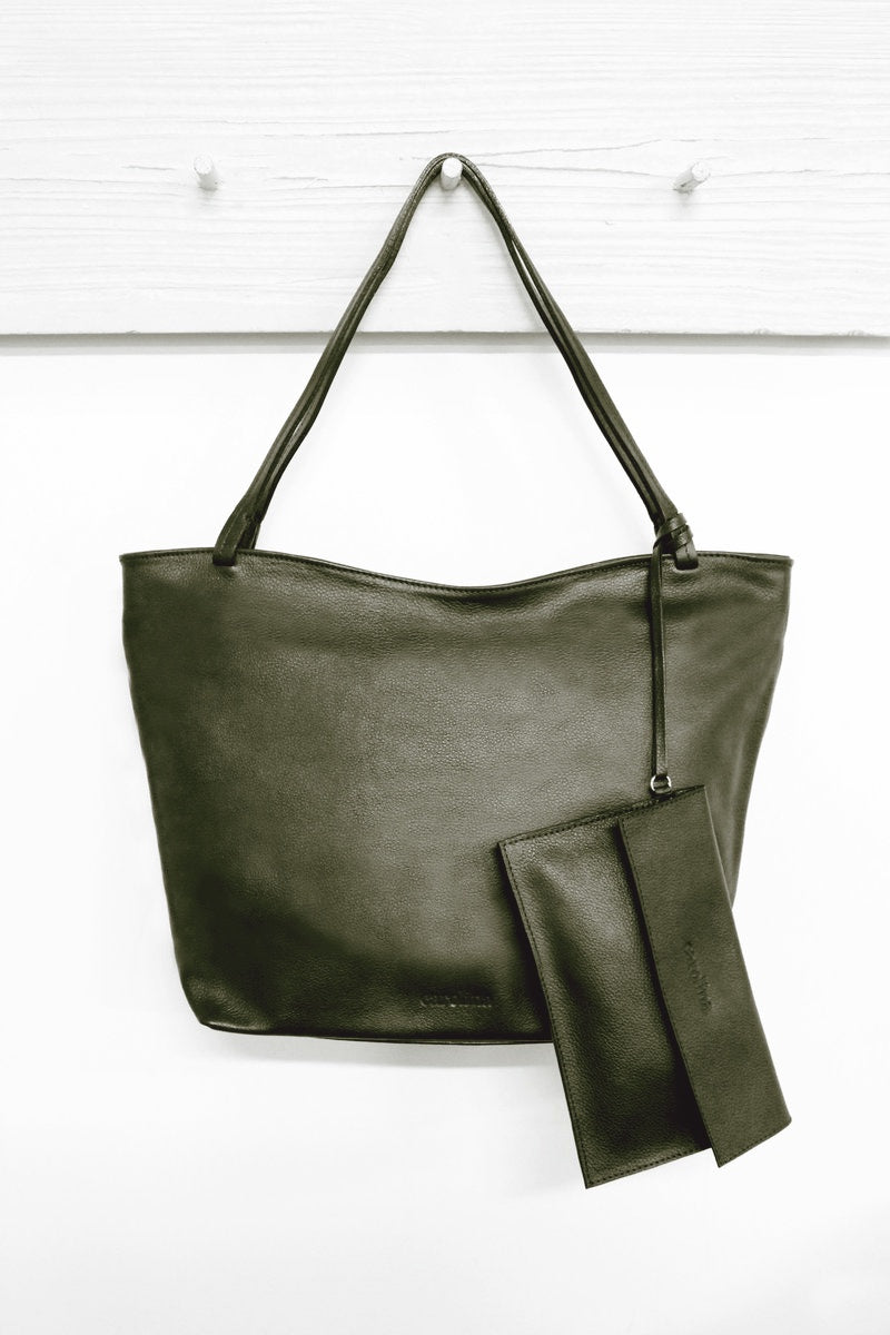 Olive green hotsell leather handbag