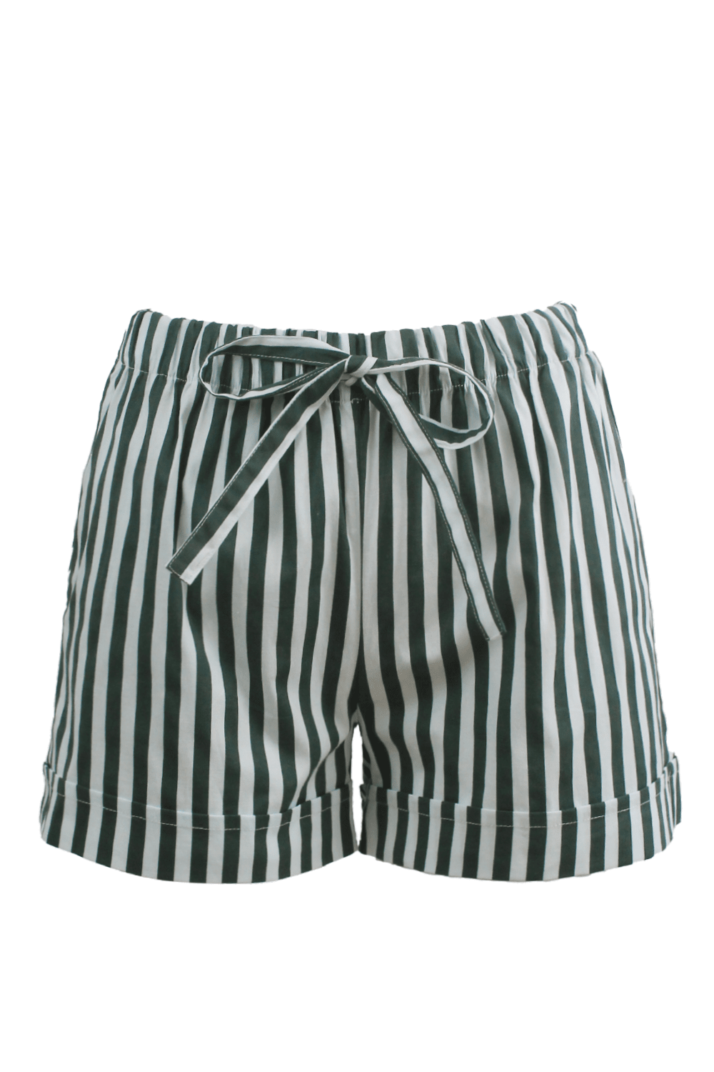 Corsica Striped Cotton Shorts Forest Green