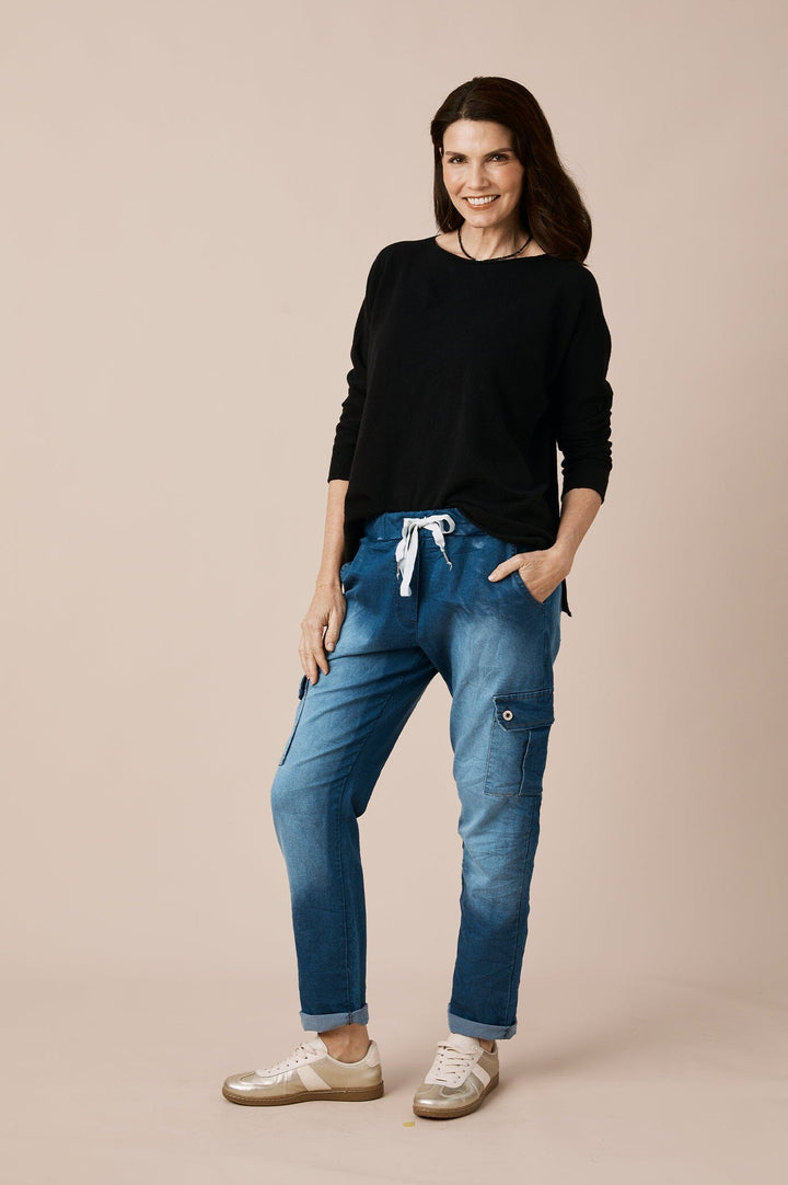 Leslie Blue Denim Jogger Pants