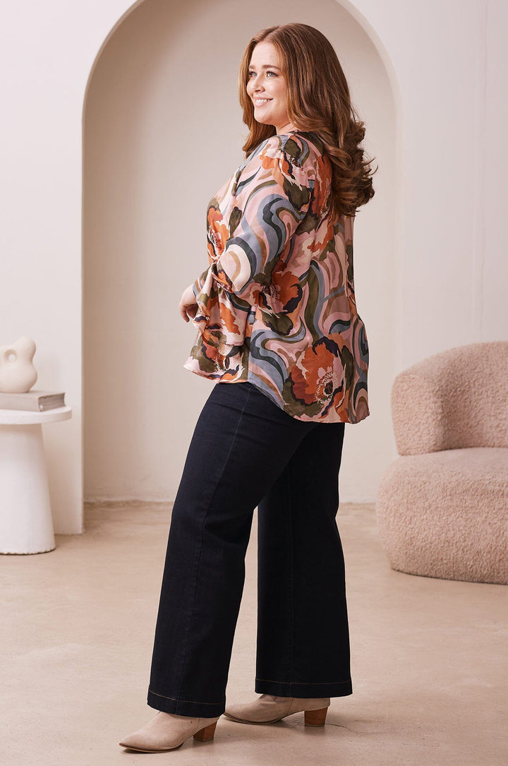 Lola Long Sleeve Top in Lena Print Tops