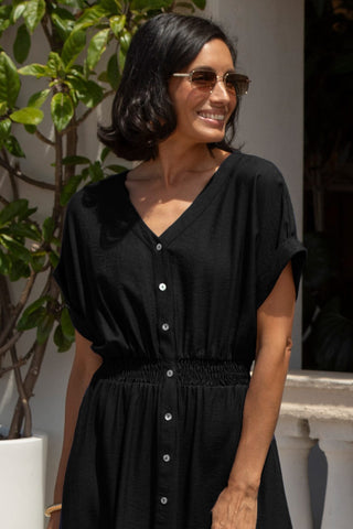 Georgina Short Sleeve Dress Black Dress