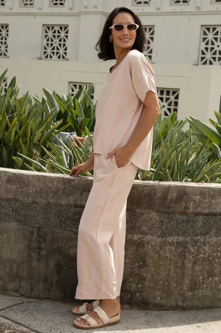 Gemma Short Sleeve V Neck Top Blush Tops