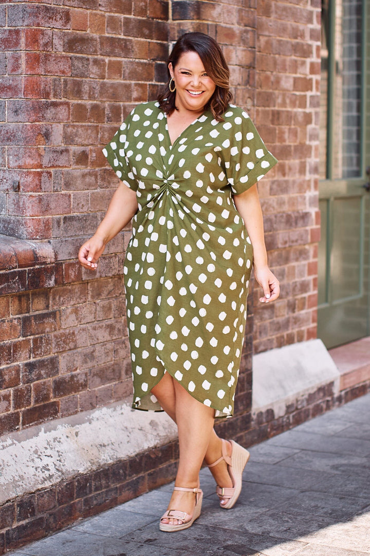 Louisa Dress Green Polka Dot Dress