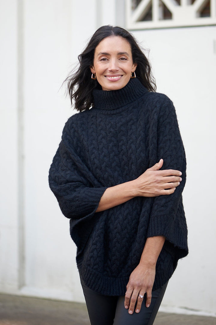 Lilianna Poncho Black Knitwear