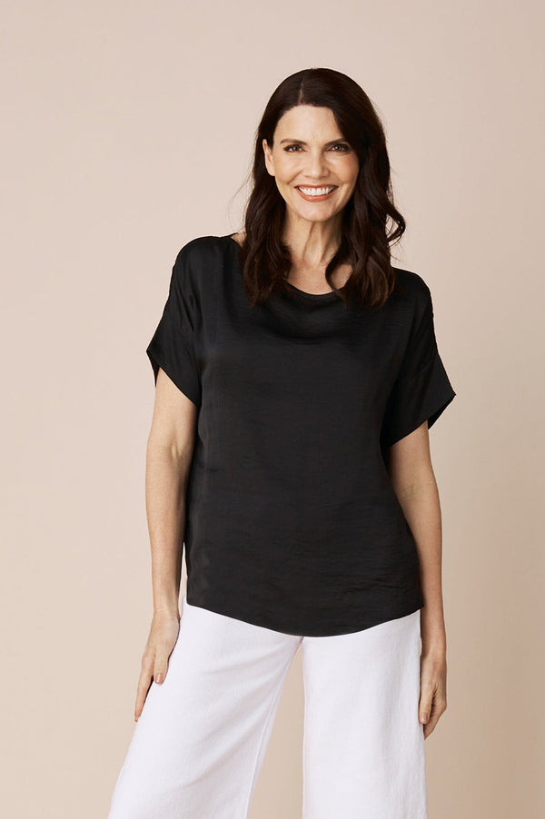 Bianca Short Sleeve Top Black Tops