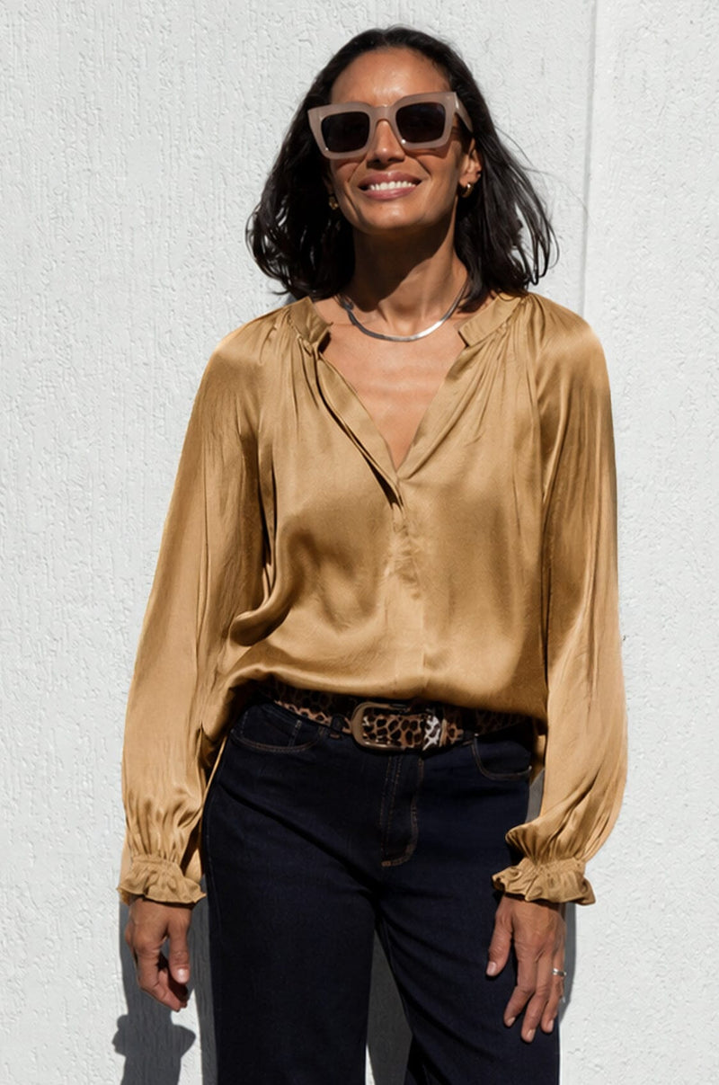 Sierra Long Sleeve Top Gold Tops