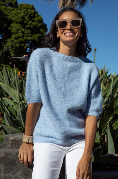Madison Short Sleeve Knit Sky Blue Knitwear