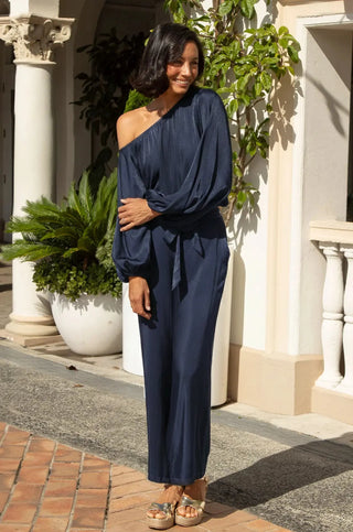 Sienna Tie Waist Wide Leg Pants Navy Pants