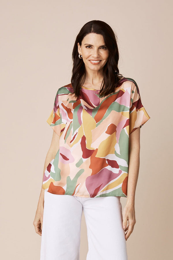 Bianca Short Sleeve Top Delia Print Tops