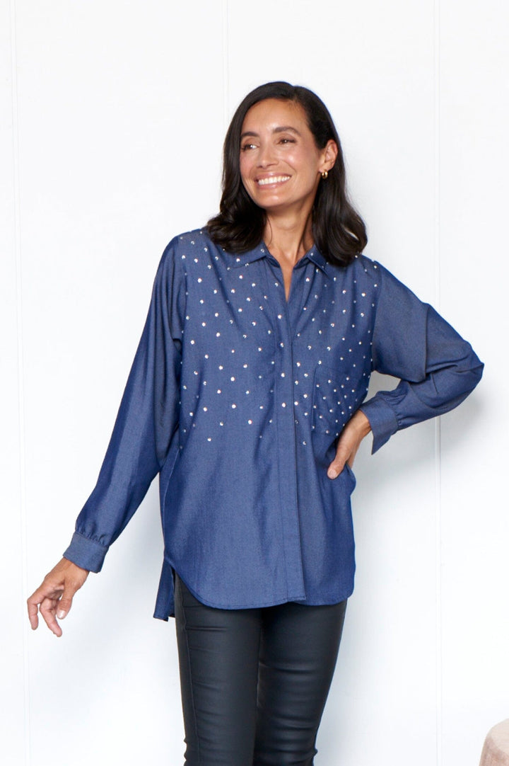 Renata Tencel Collared Shirt Tops