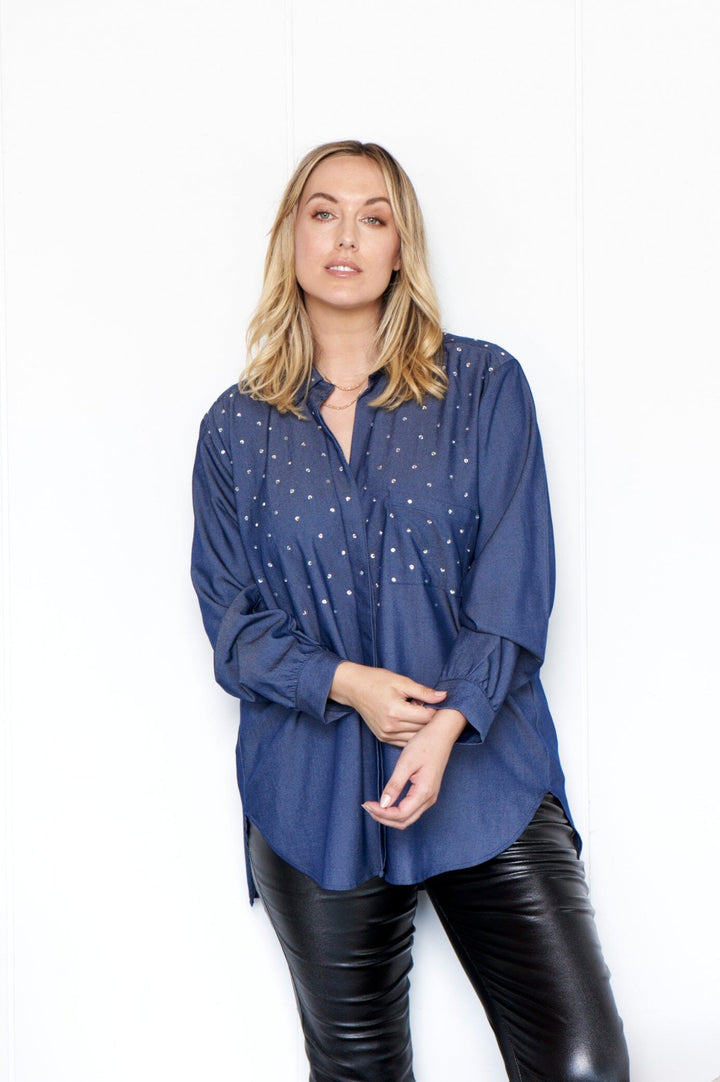 Renata Tencel Collared Shirt Tops