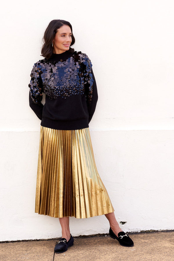Caitlin Pleated Skirt Gold