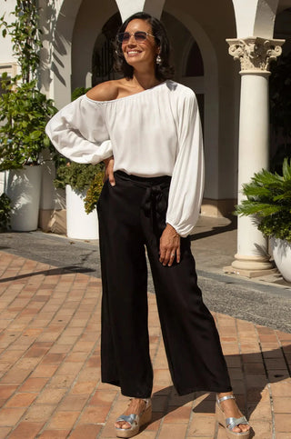 Sienna Tie Waist Wide Leg Pants Black Pants