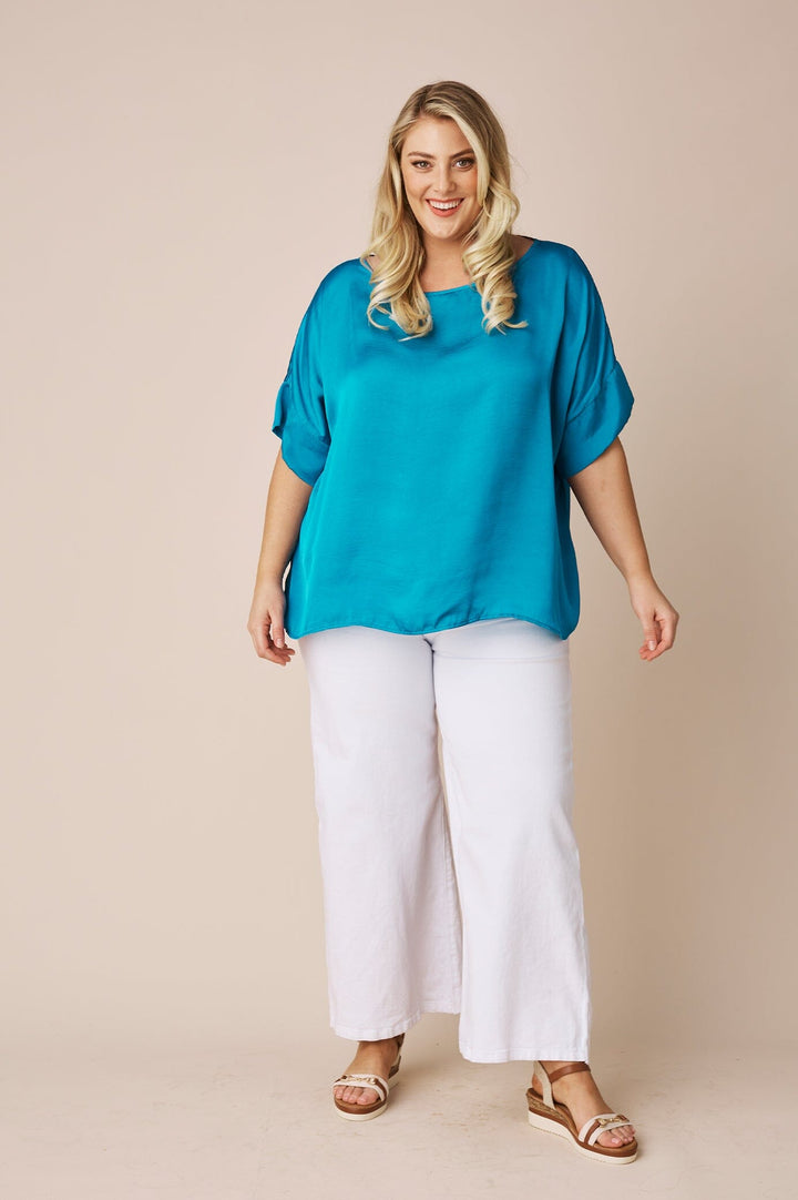 Bianca Short Sleeve Top Capri Blue Tops