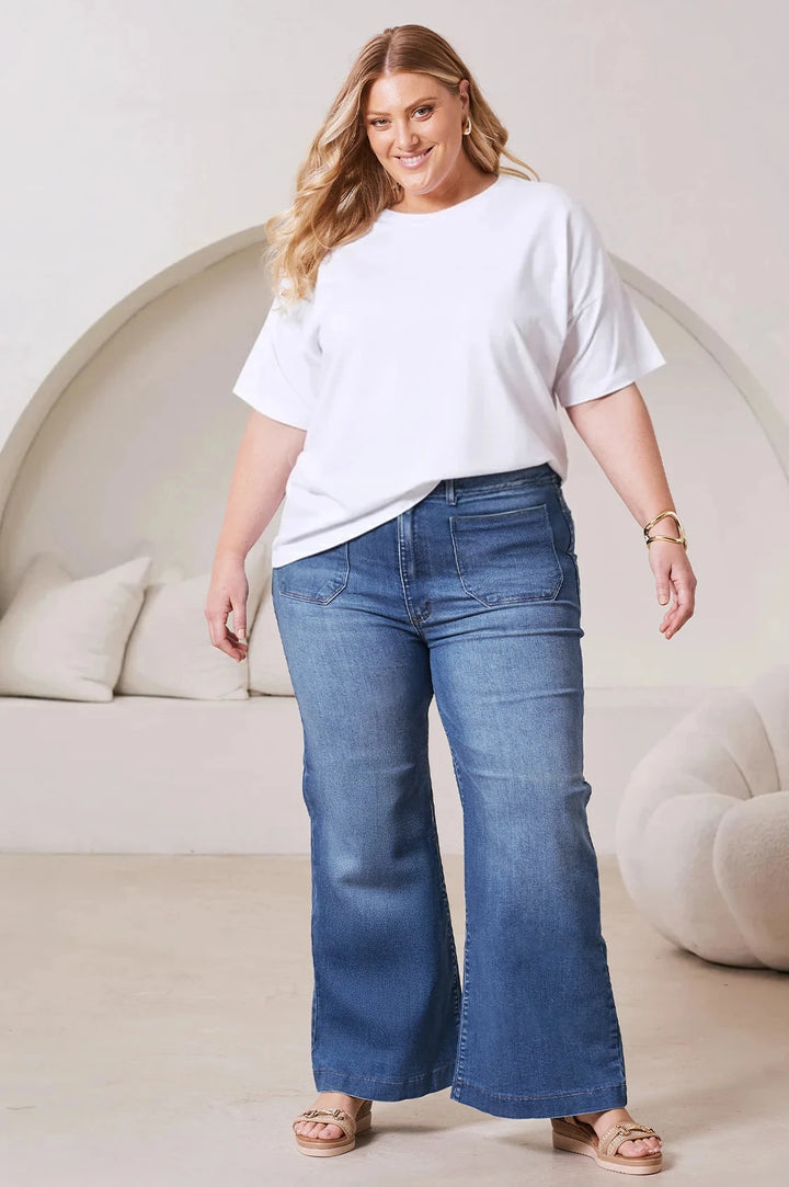 Courtney Crew Neck Oversized T-Shirt White - Pre Order Tops