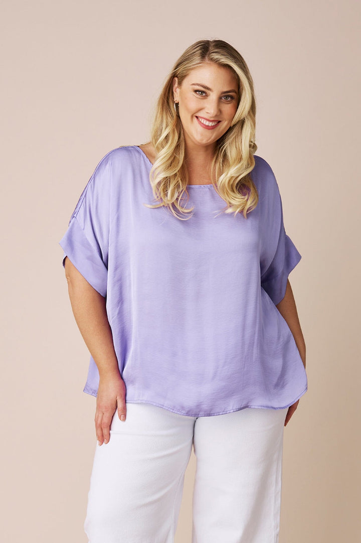 Bianca Short Sleeve Top Lavender Tops