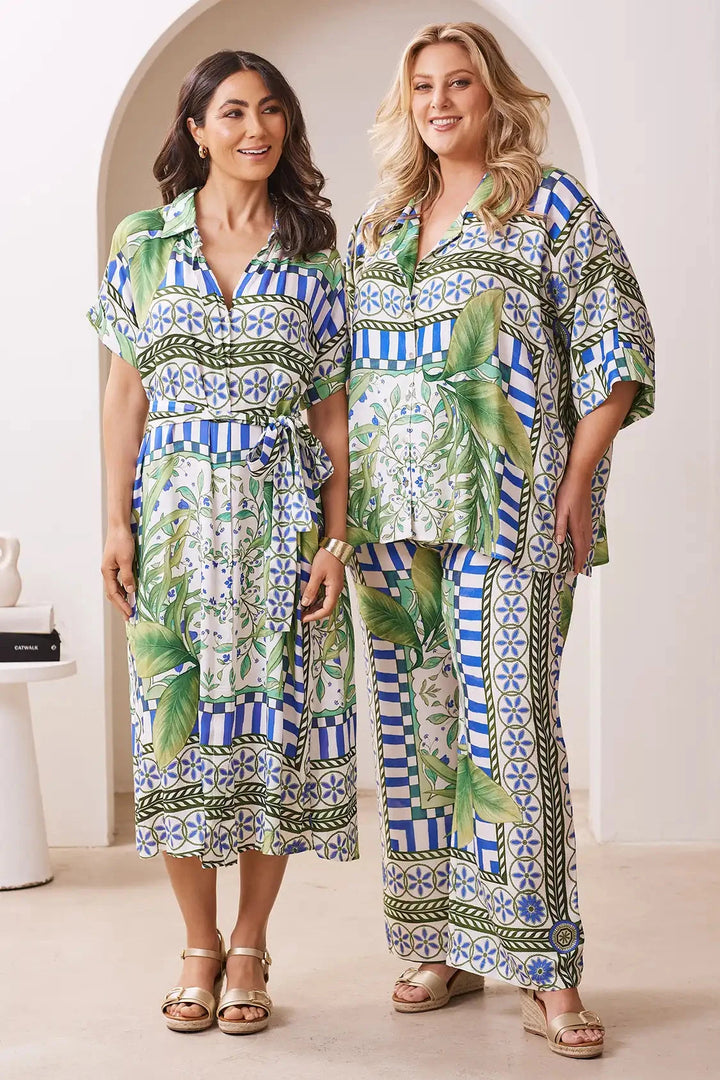 Tonya Short Sleeve Collared Dress in Emerald Dress