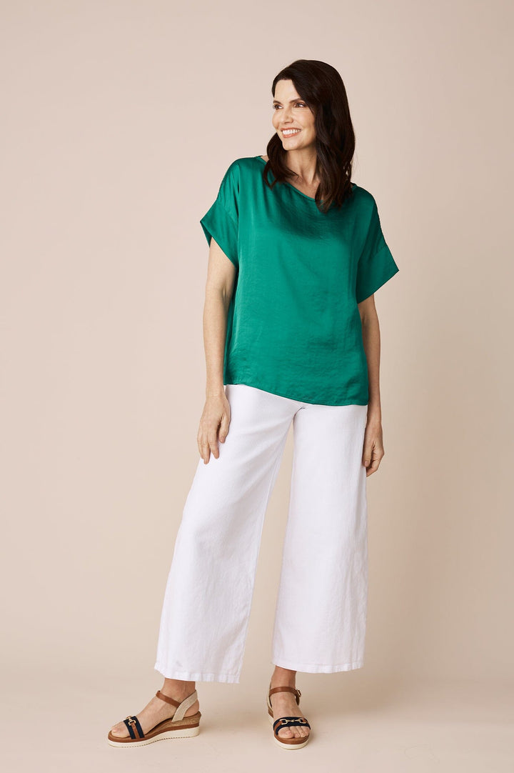 Bianca Short Sleeve Top Emerald Tops