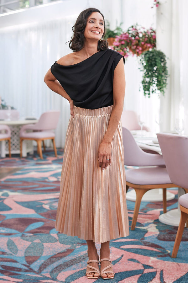 Caitlin Pleated Skirt Champagne Skirt