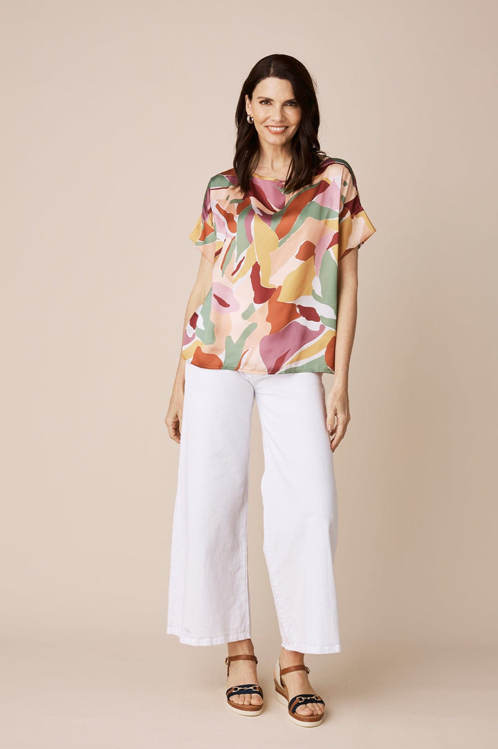 Bianca Short Sleeve Top Delia Print Tops