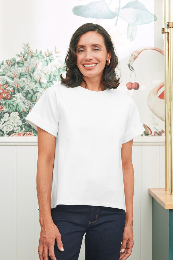 Clover Short Sleeve Top White Tops