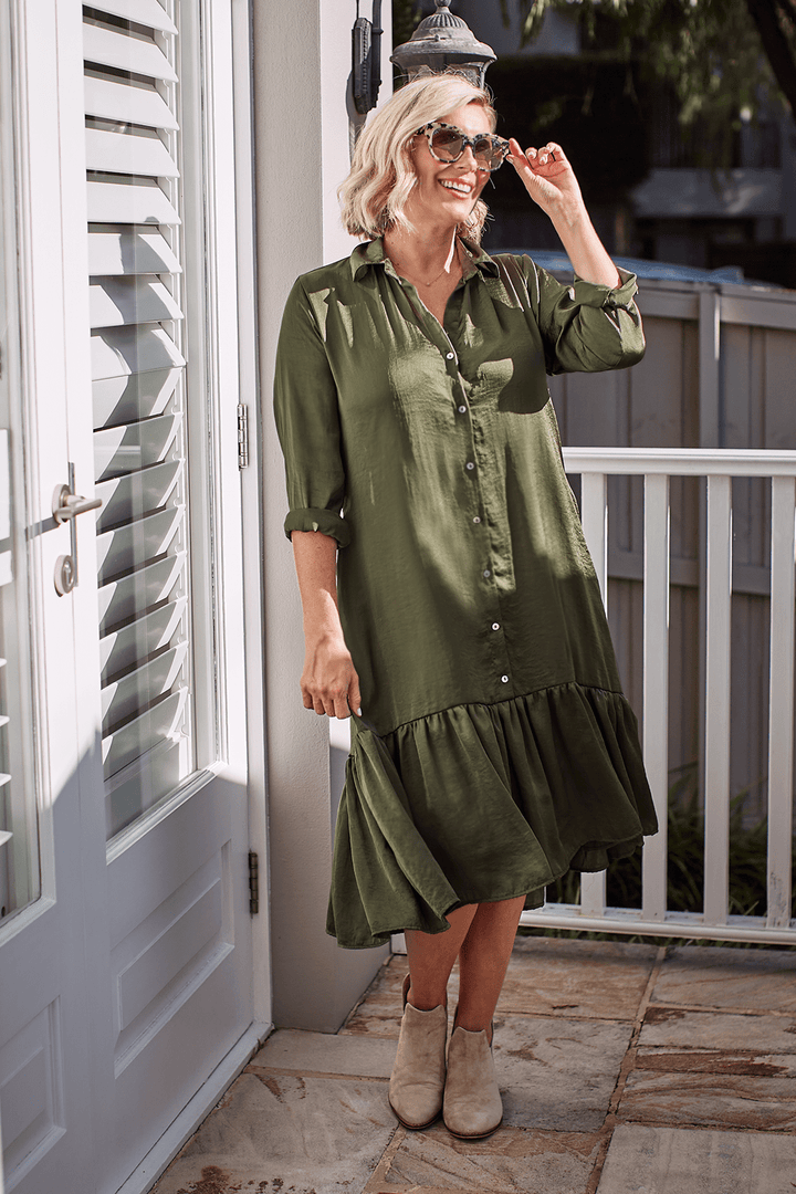 Kaylin Long Sleeve Dress Olive