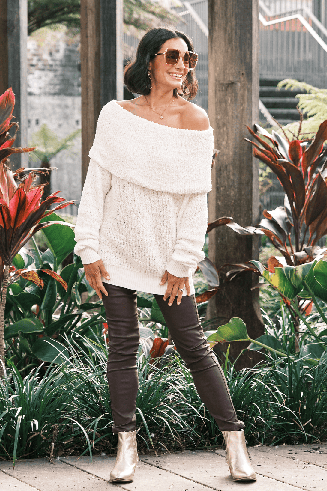 Eira Off Shoulder Knit White Carolina