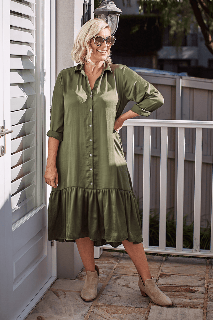 Kaylin Long Sleeve Dress Olive Dress