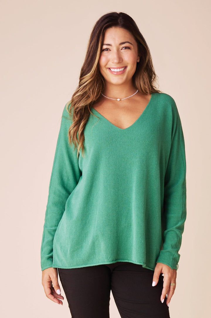 Jayda V-Neck Jumper Emerald Knitwear