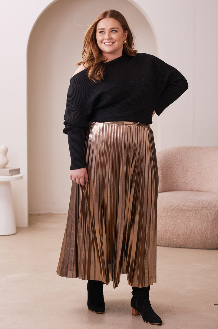 Lily Off Shoulder Jumper Black Knitwear