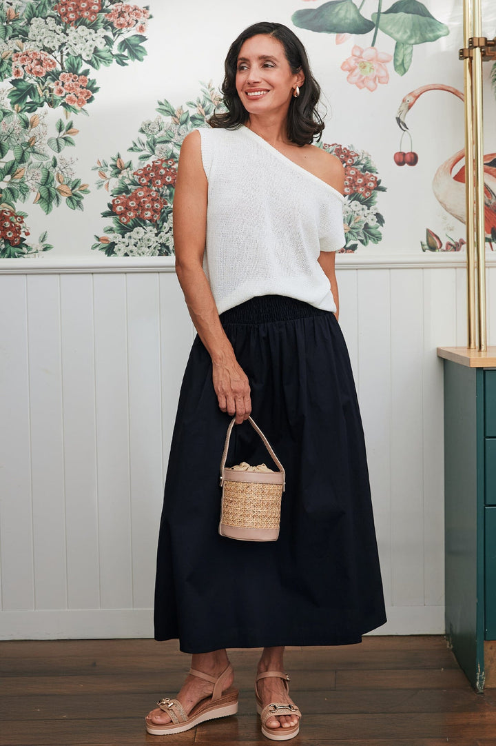 Melina Rattan Bucket Bag in Nude Seasonal Handbag