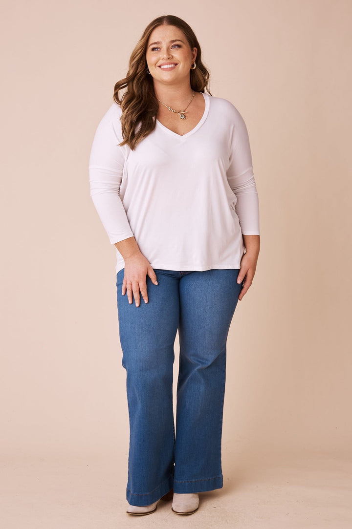 Erica Essential Long Sleeve Top Ivory Tops