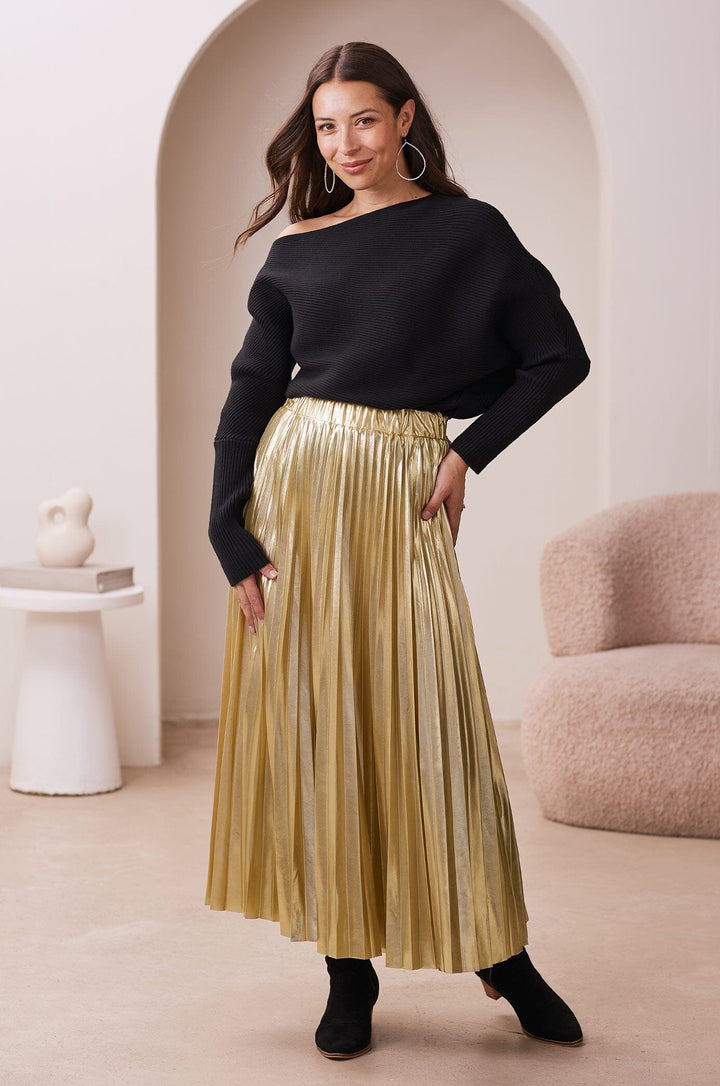Lily Off Shoulder Jumper Black Knitwear