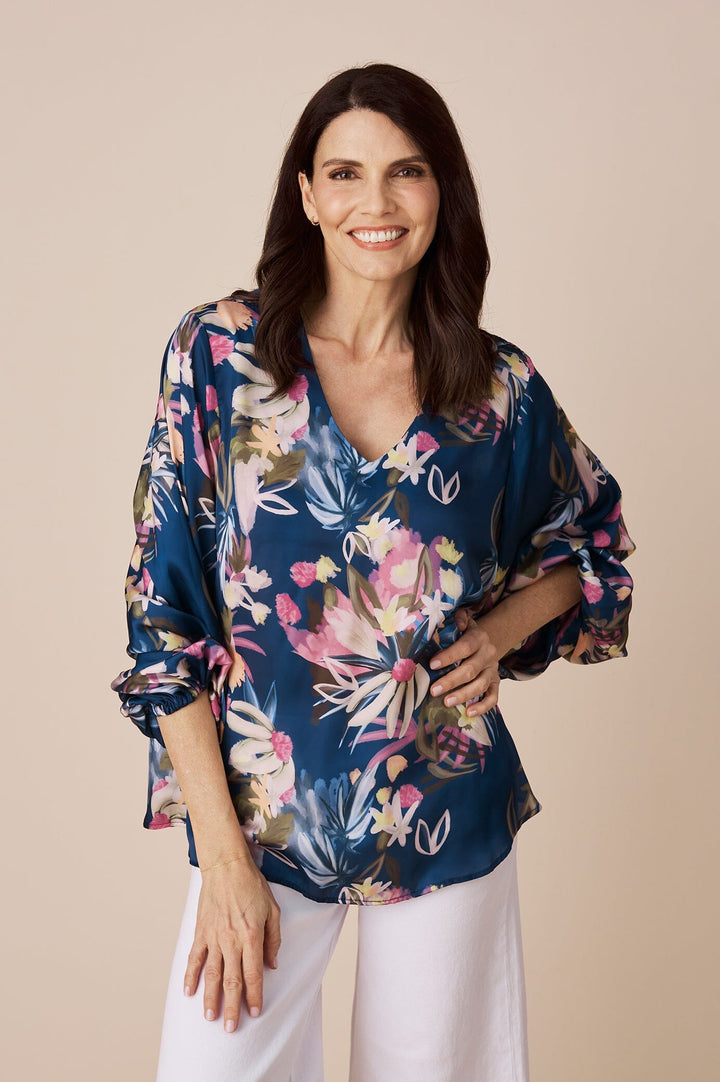 Sovana Long Sleeve Top in Minka Print Tops