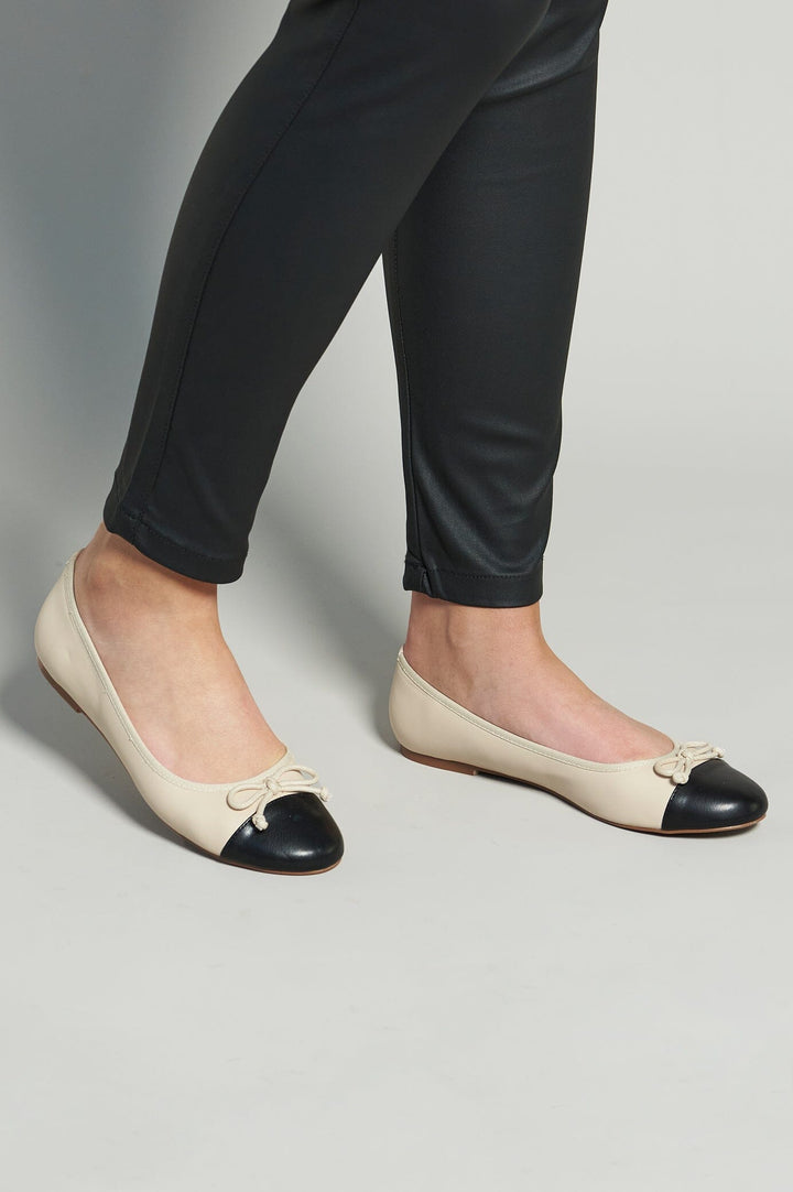 Soraya Ballet Flats Nude With Black Toe Cap Flats