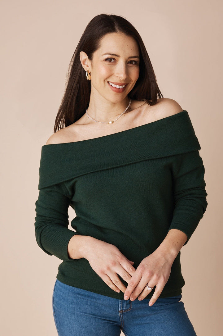 Megan Long Sleeve Top Forest Green Tops