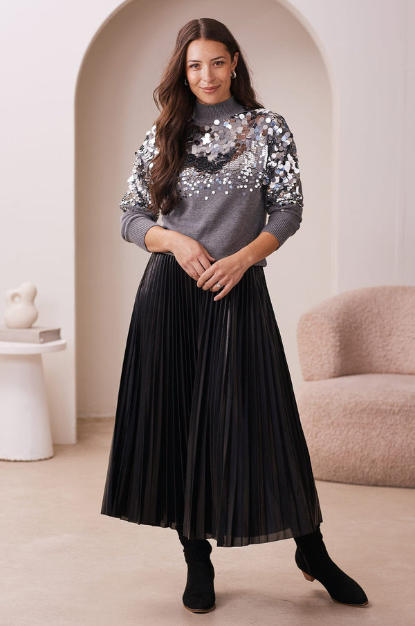 Caitlin Pleated Skirt Black Skirt