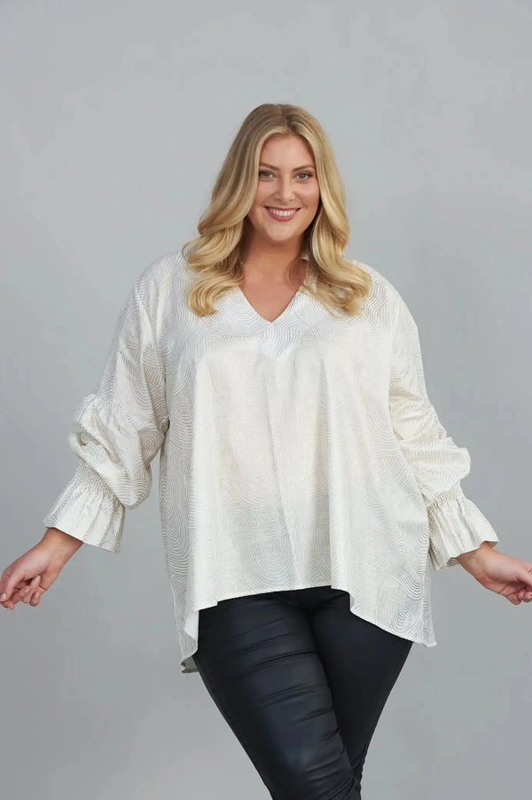 Carmela Top Ivory with Gold Tops