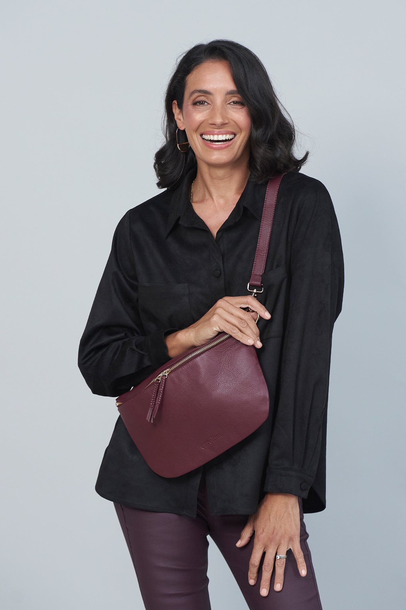 Burgundy leather handbags online