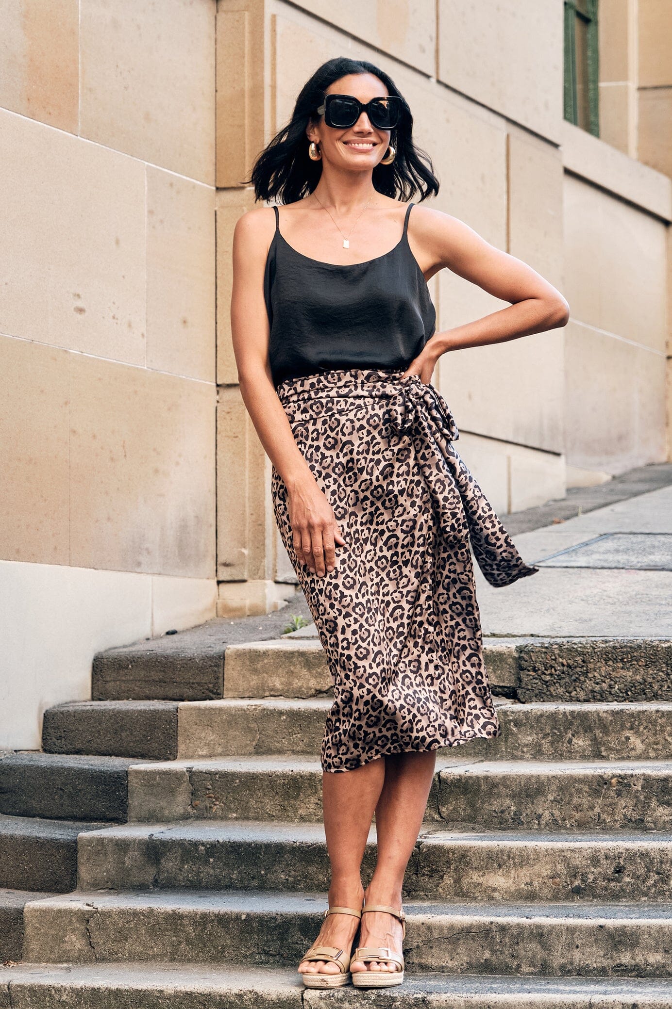 Grey leopard 2024 print wrap skirt