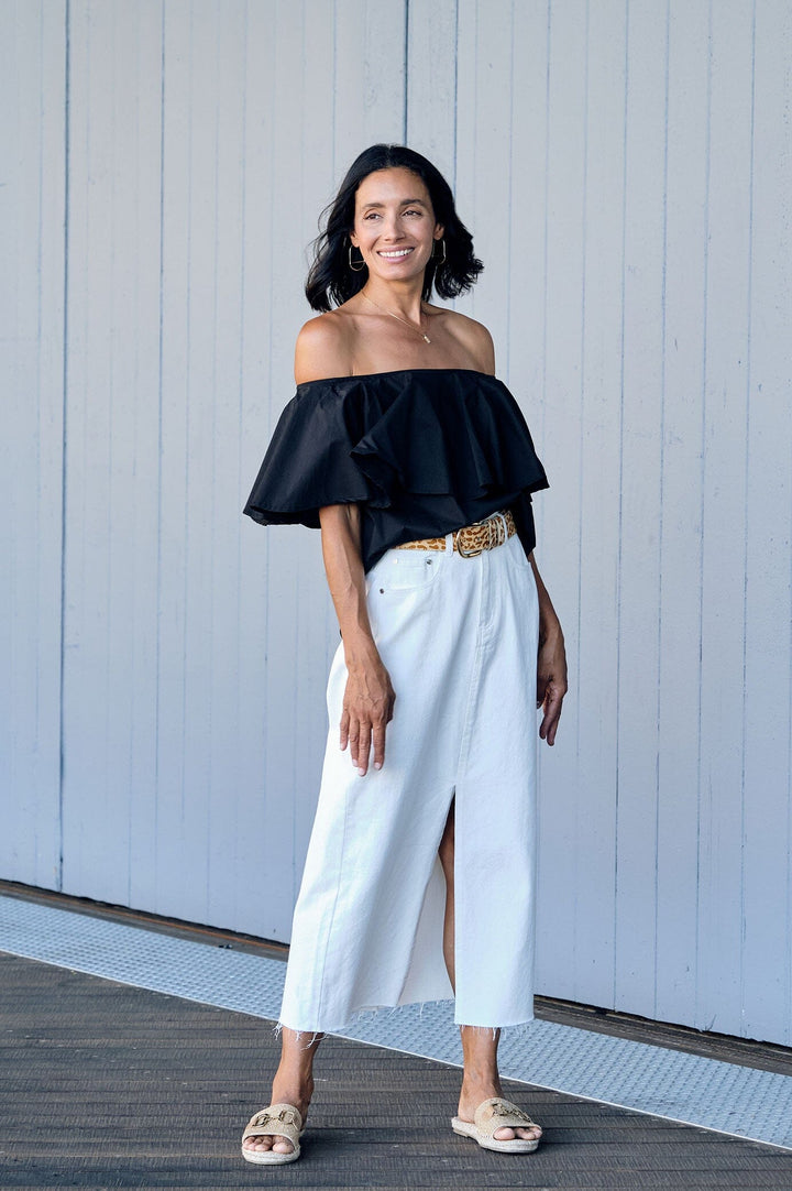 Eva Off Shoulder Top Black Tops