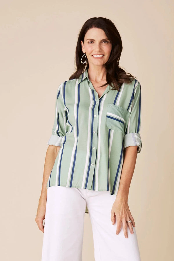 Lumi Long Sleeve Collared Shirt Tops