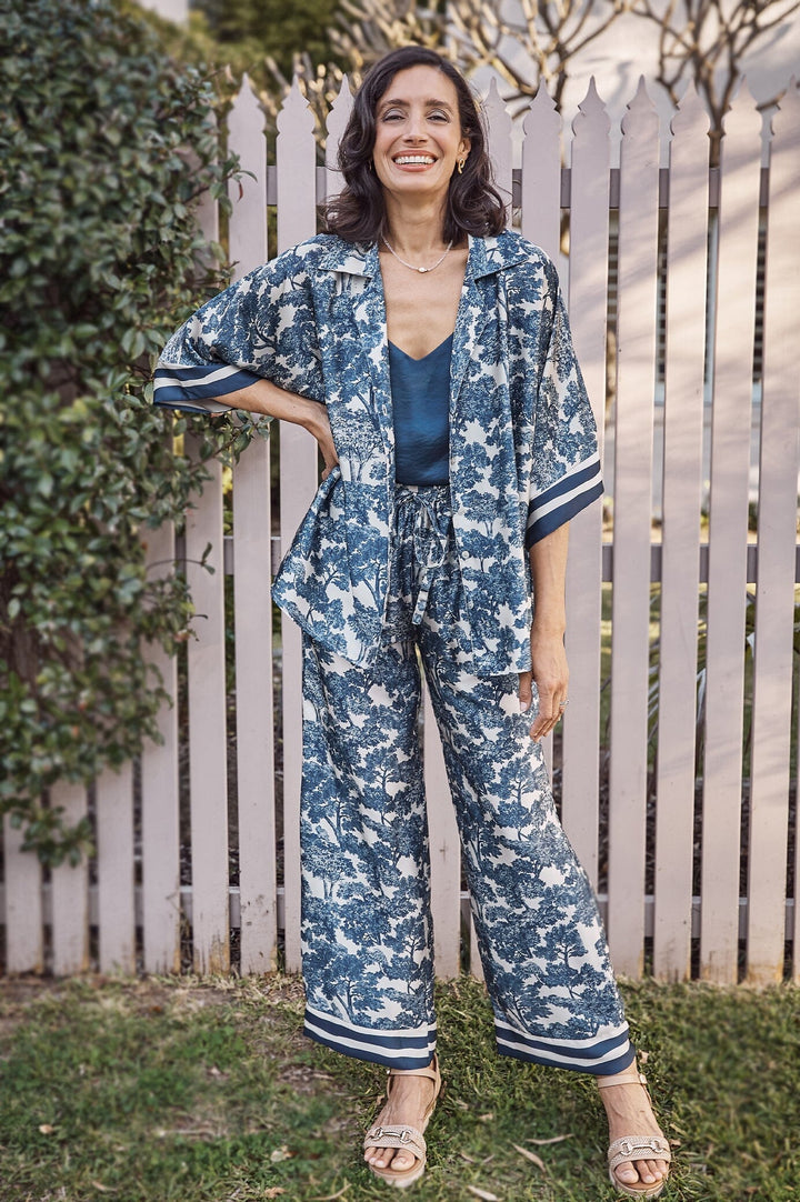 Lisa Short Sleeve Collared Top Navy Tops
