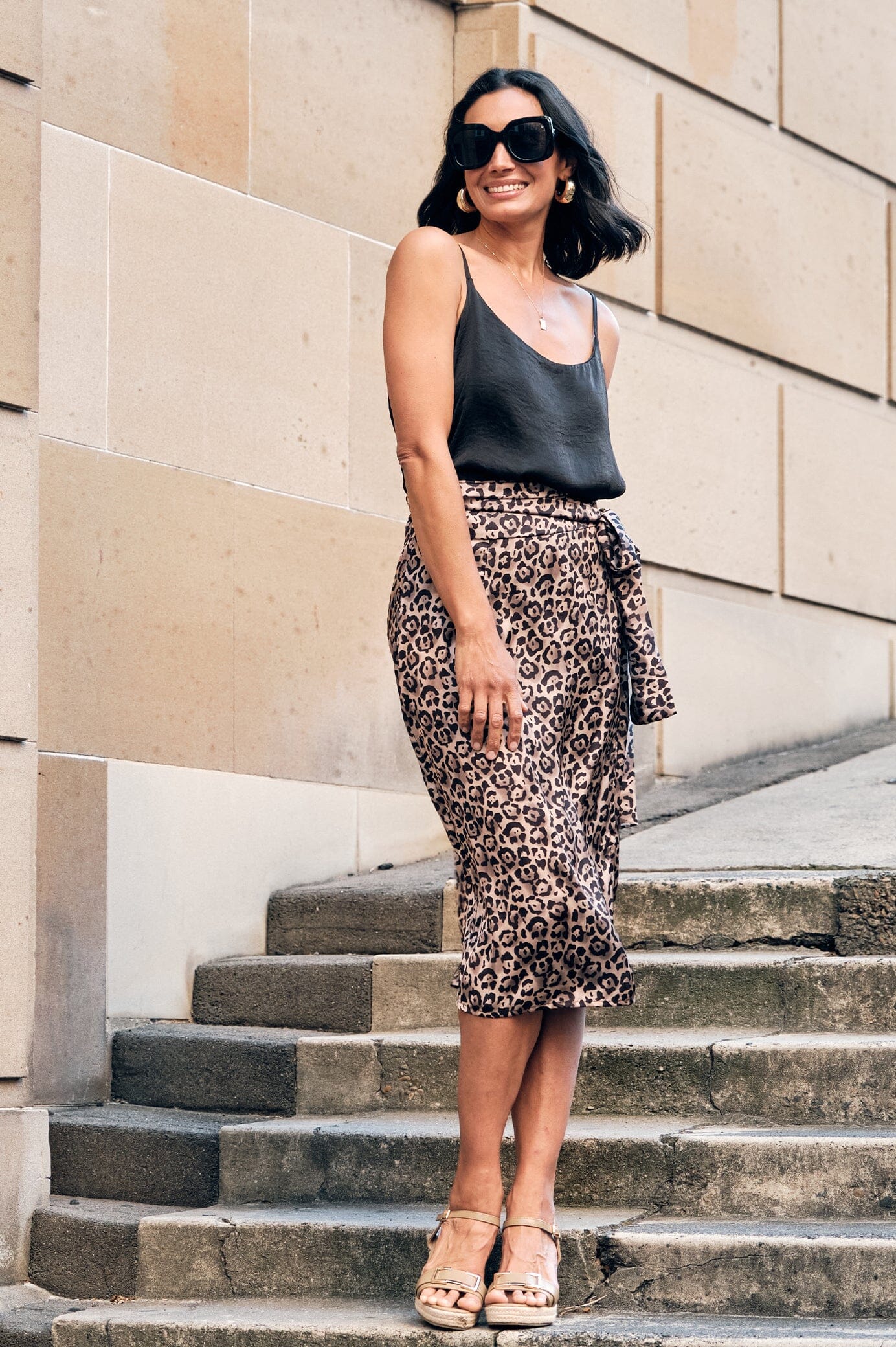 Animal print midi wrap cheap skirt