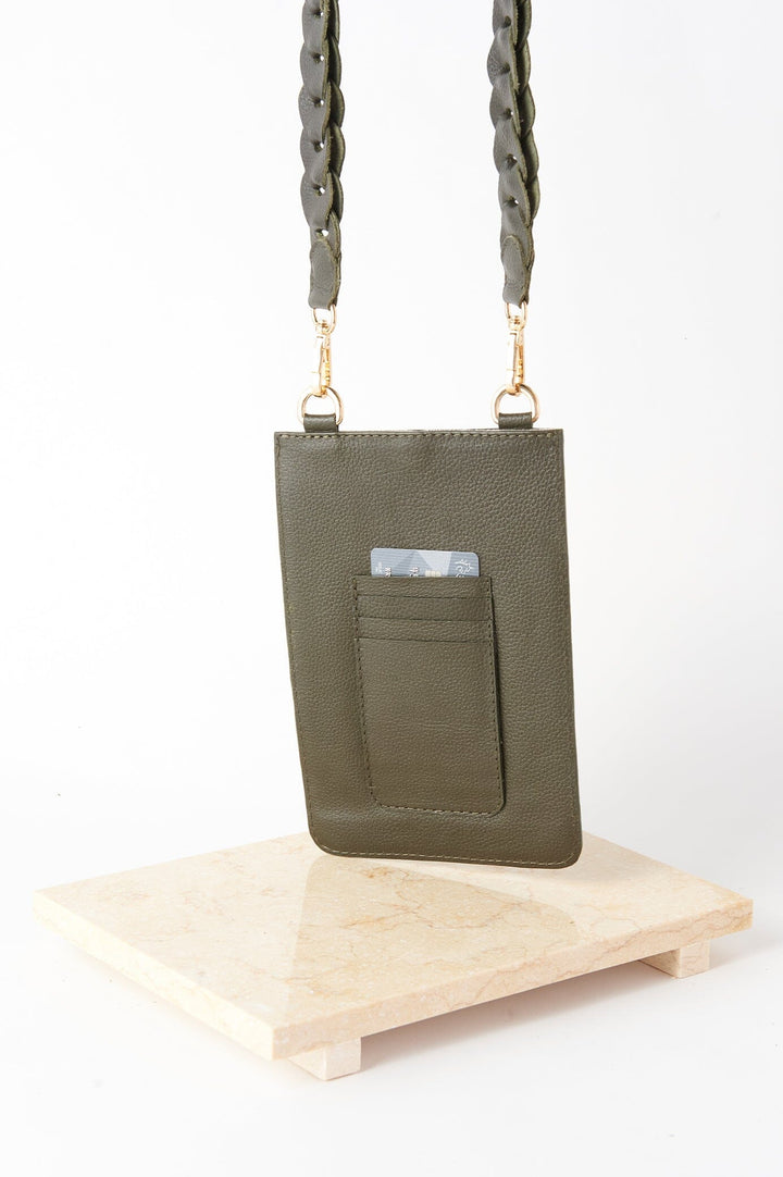 Adelina Mobile Phone Holder Olive Soft Leather Leather