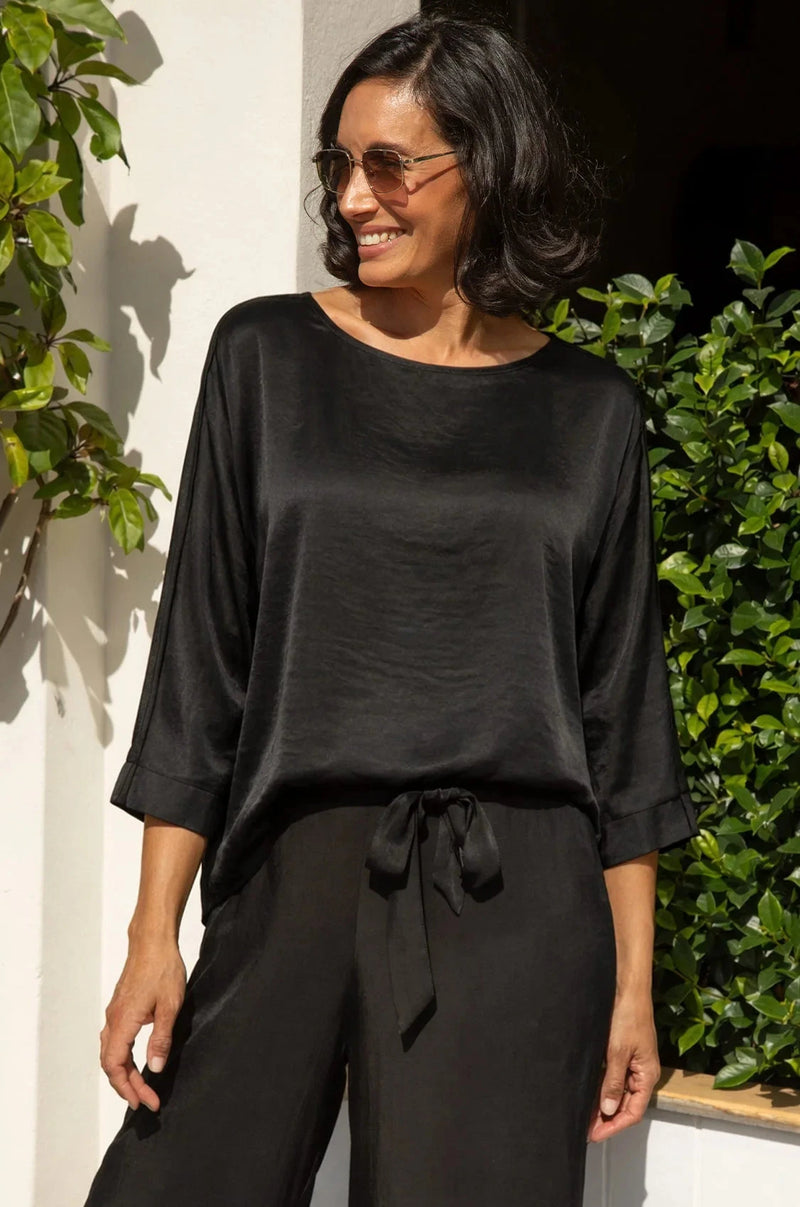Martina Long Sleeve Top Black Tops