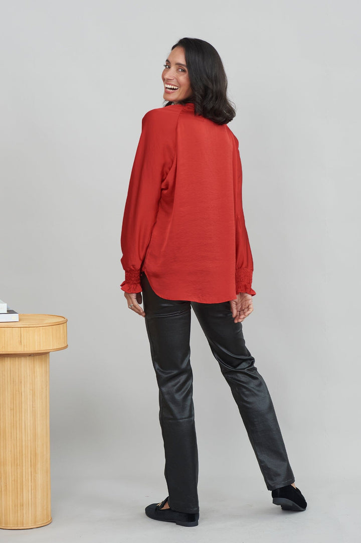 Angelina Long Sleeve Top Red Tops