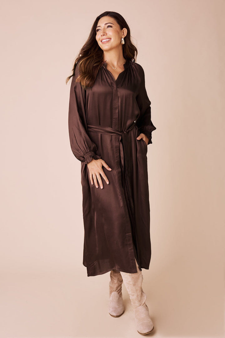 Sierra Long Sleeve Dress Brown - Pre Order Dress
