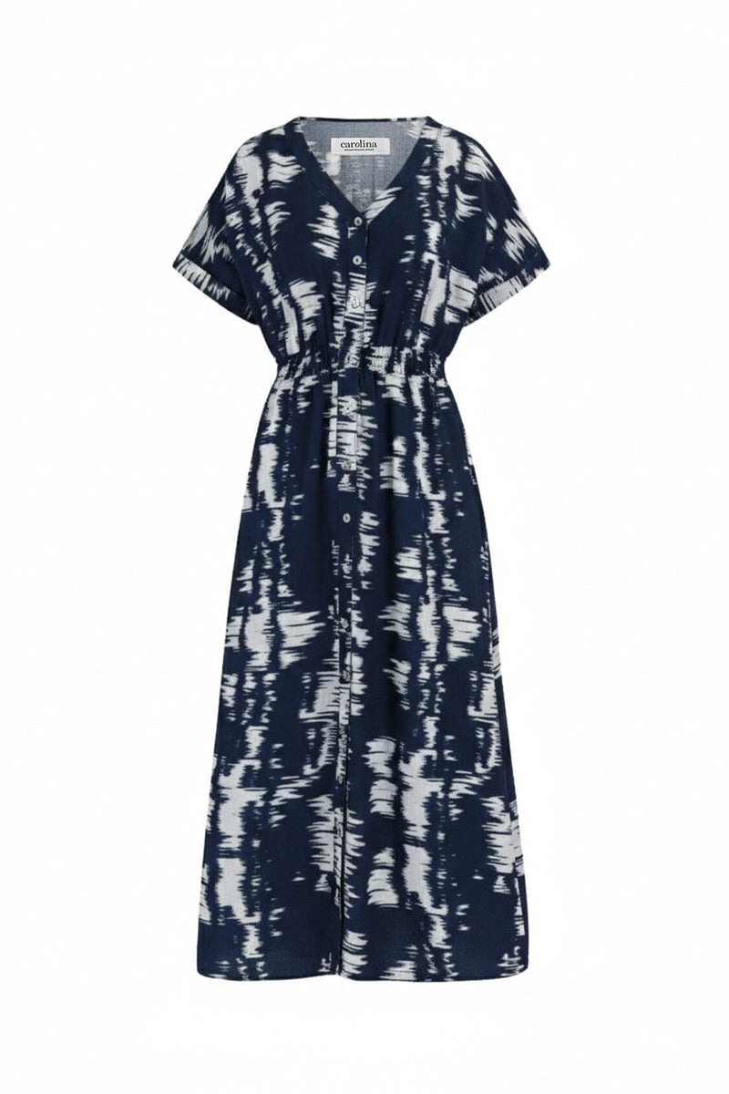 Campania Short Sleeve Dress in Navy Dress